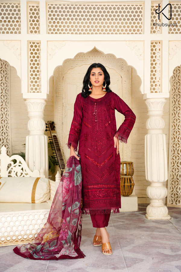 3 Piece Ready To Wear | 3307-KH-ORNT