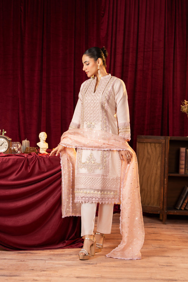 3 Piece Stitched Embroidered Premium Organza.