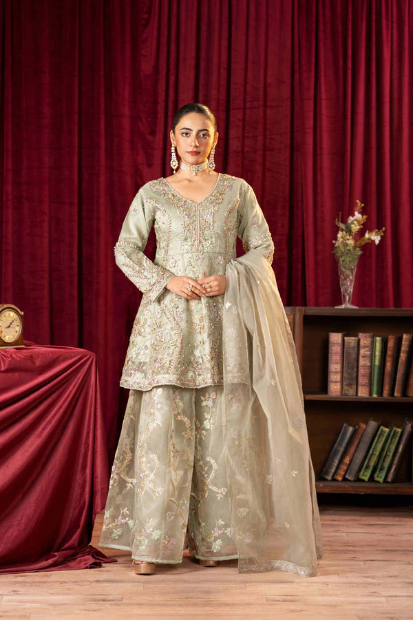 3 Piece Stitched Embroidered Premium Organza.